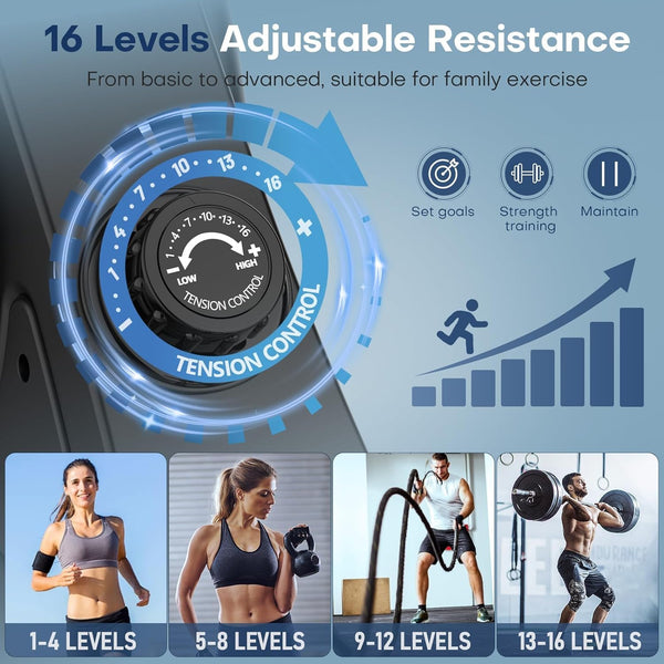 Rowing Machine for Home Gym, EvoSpark Magnetic Rowing Machines 350 LB Weight Capacity - Foldable Rower for Home Use with App Supported, Upgrade to Double Slide Rail