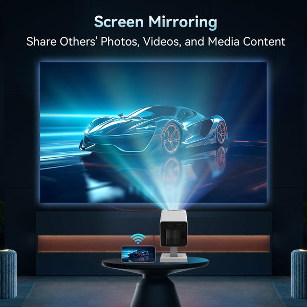 Mini ProjectorProjector with WIFI 6 and Bluetooth, 4K 1080P Support Portable Projector Movie Auto Keystone for Laptop, PC, Smartphone