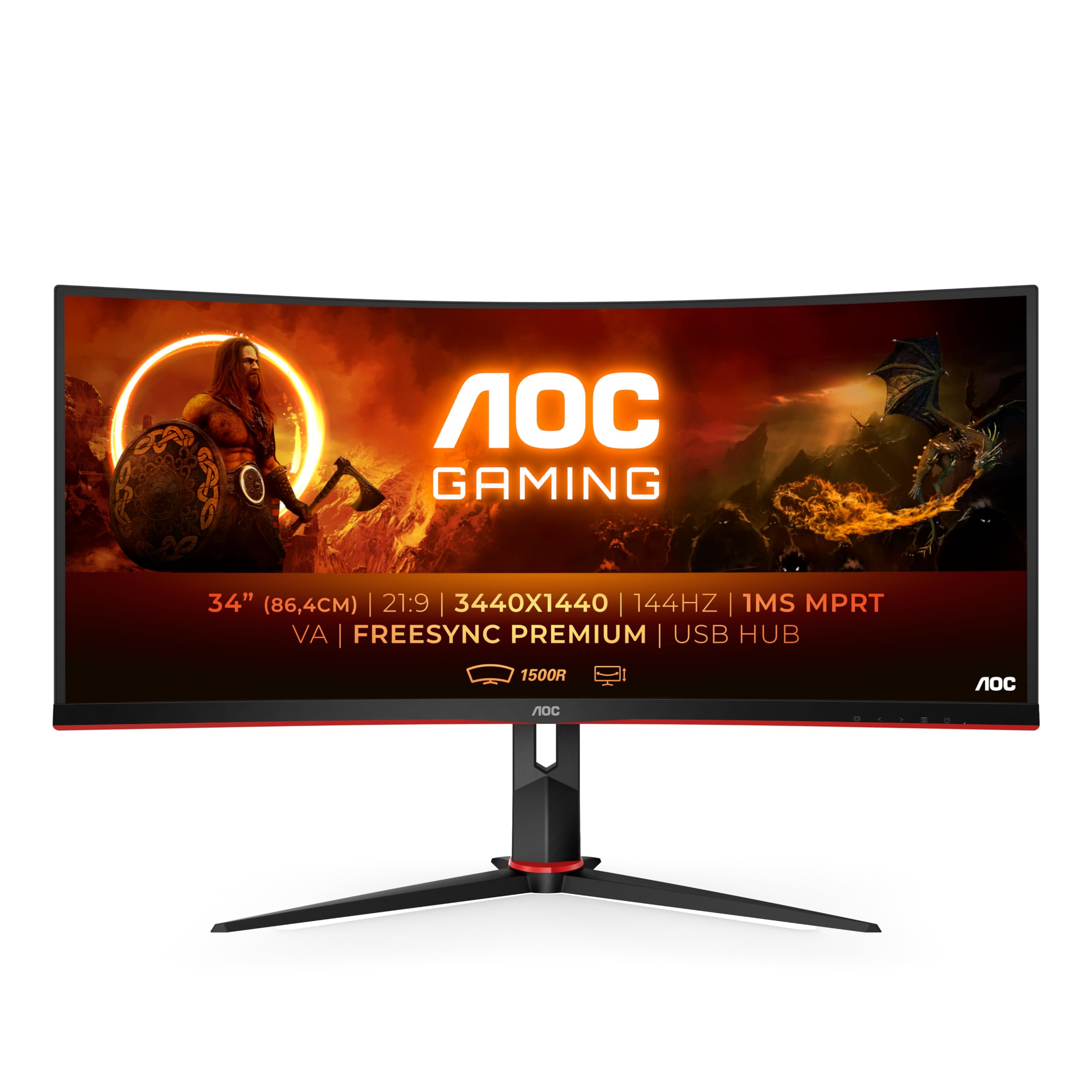 AOC Gaming 25G3ZM/BK - 24.5" 240Hz FHD Monitor, 0.5ms MPRT, FreeSync Premium (1920x1080, HDMI 2.0 x 2, DisplayPort 1.2 x 1, Headphone out (3.5mm)) black/red