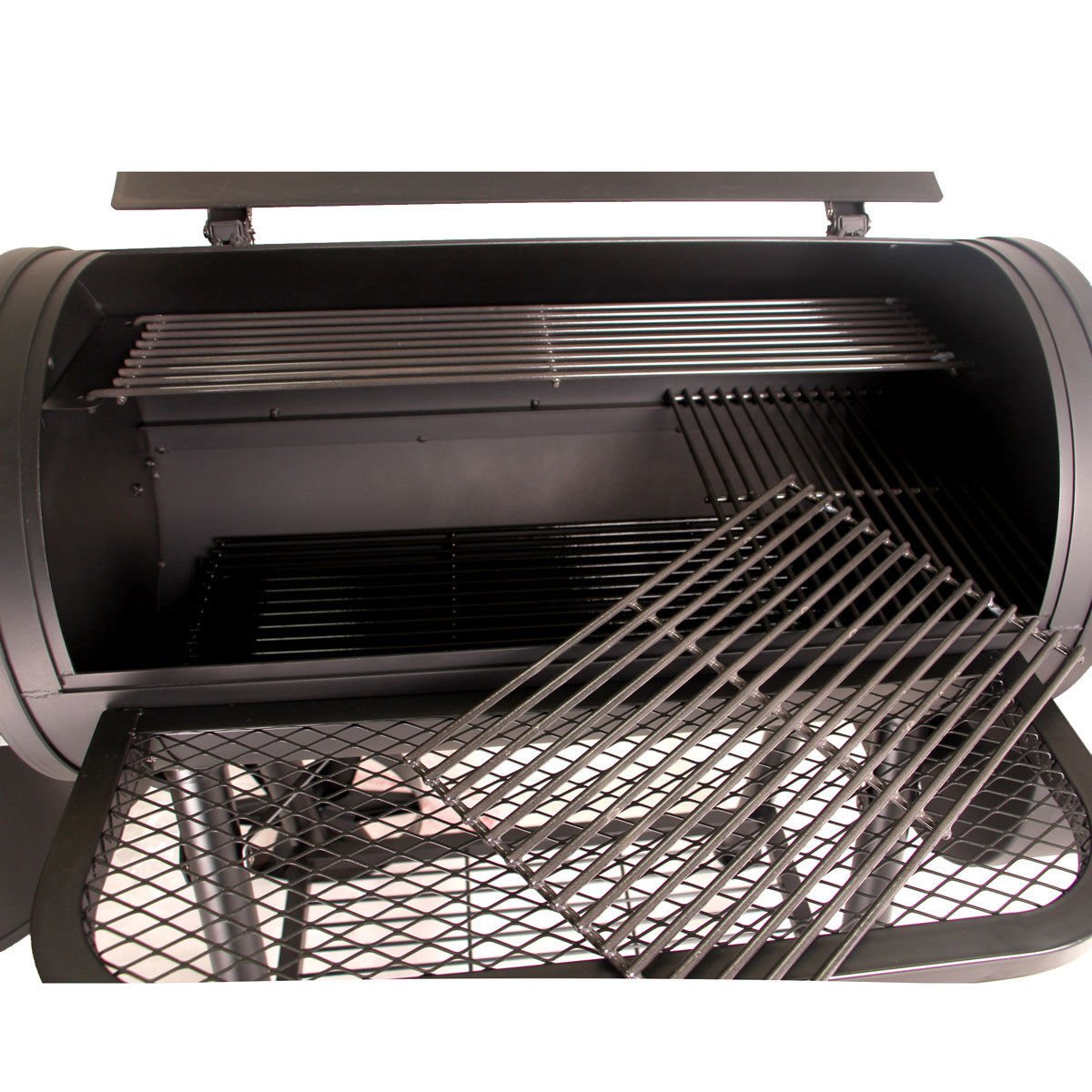 CosmoGrill Outdoor XL Smoker Barbecue Charcoal Portable BBQ Grill, 2 Folding Side Table, Built-in Thermometer, Adjustable Charcoal Pan & Chimney, Wheels, Large Coal BBQ Smoker for Home Garden Cooking