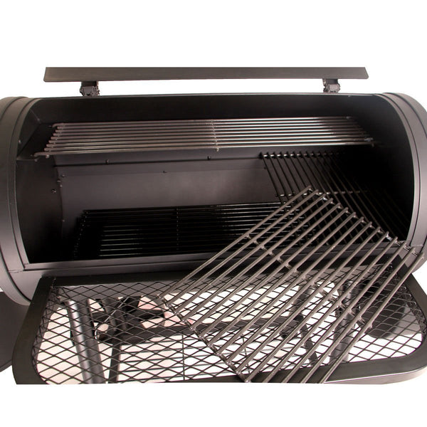 CosmoGrill Outdoor XL Smoker Barbecue Charcoal Portable BBQ Grill, 2 Folding Side Table, Built-in Thermometer, Adjustable Charcoal Pan & Chimney, Wheels, Large Coal BBQ Smoker for Home Garden Cooking