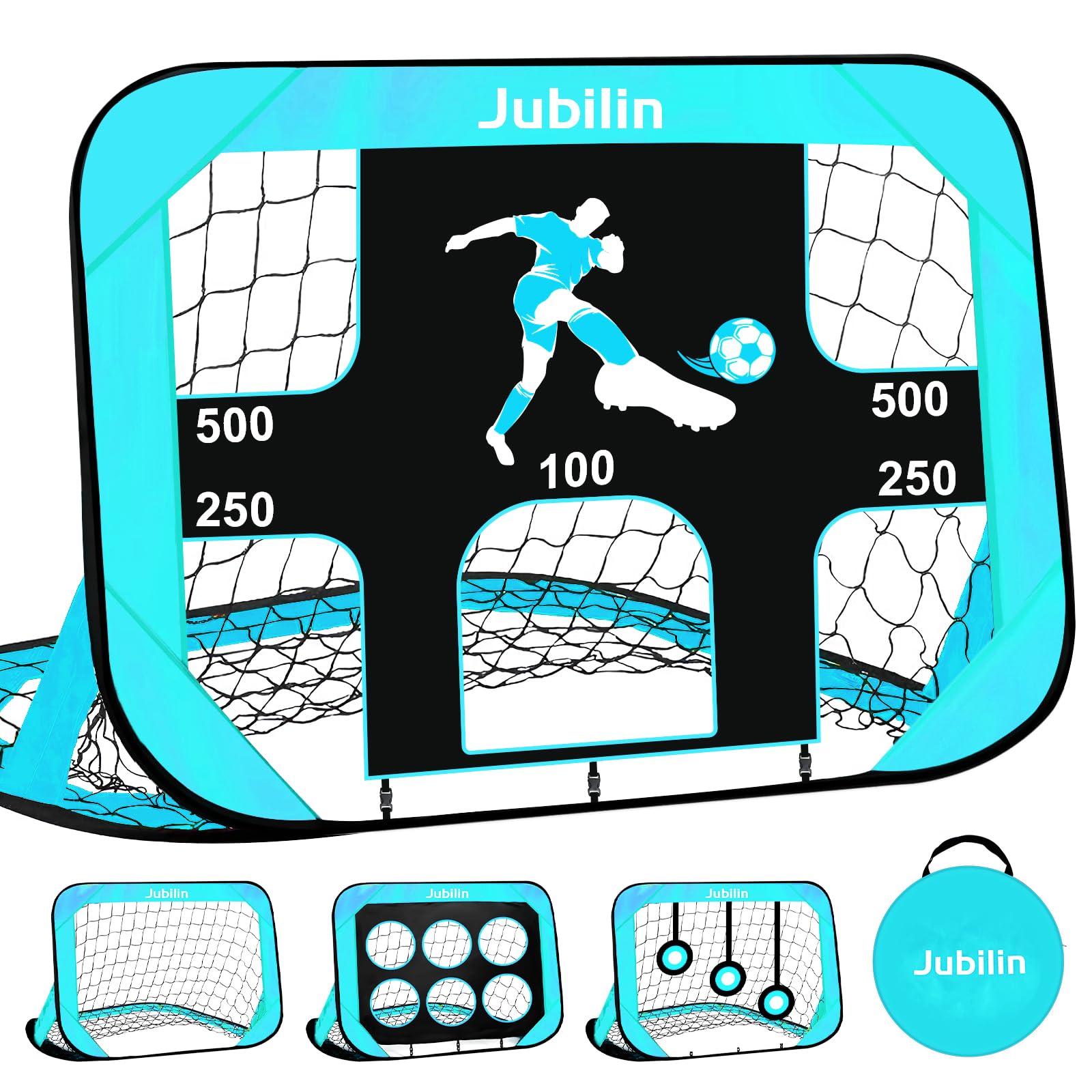 Jubilin Football Goal, 4 Modes Pop Up Football Goals for Kids, Foldable and Portable Soccer Goal net with Carry Bag, Football Training Equipment for