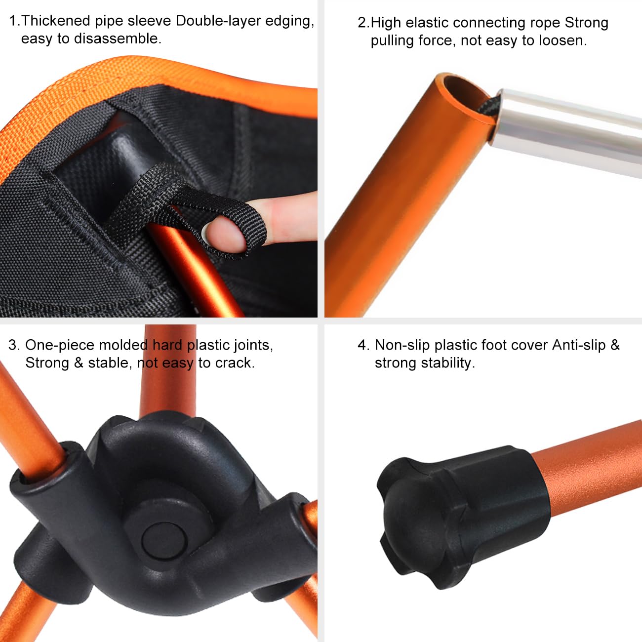 SOPPY Folding Camping Chair Ultra Lightweight, Portable Backpacking Chair, Heavy Duty 135kg Capacity, Outdoor Chairs with Carry Bag for Camping, Garden, Fishing, Beach,BBQs - Orange