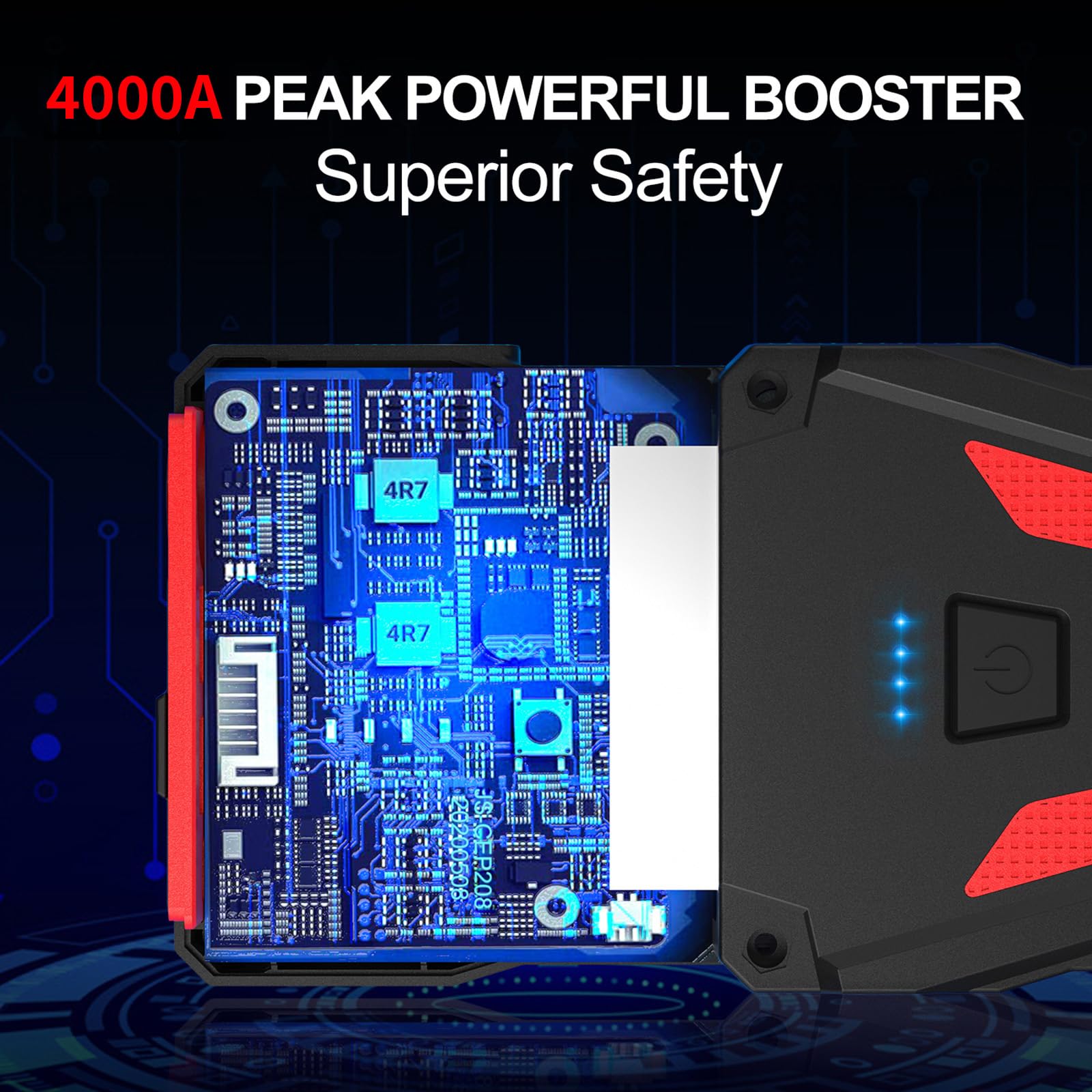 6000A Jump Starter Power Pack,12V Car Jump Starter, Portable Car Battery Booster Jump Starter with Jump Leads,Quick Charge,LED Flashlight