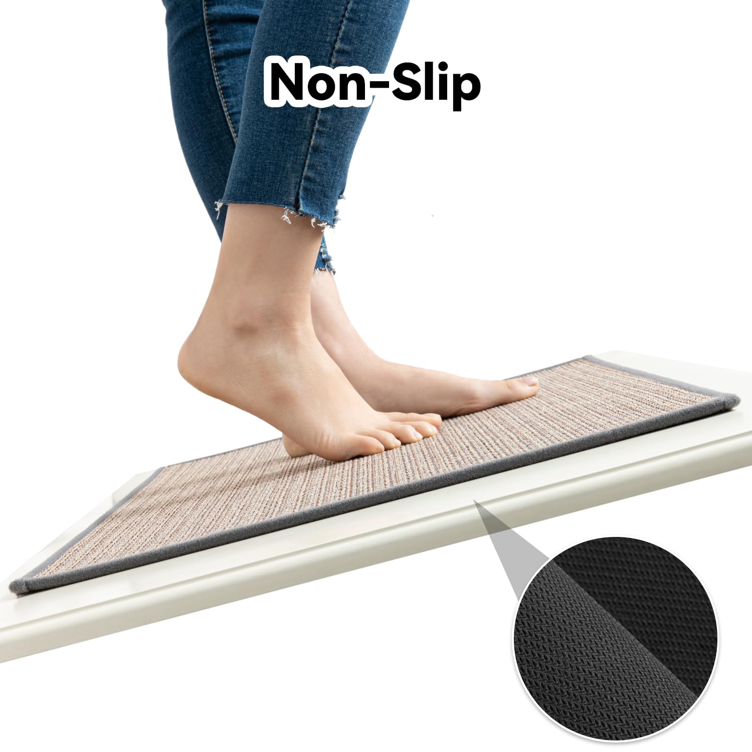 SIXHOME Non-Slip Kitchen Runner Mats - Washable, Absorbent & Stain-Resistant Floor Mats, 50 x 180cm, Grey