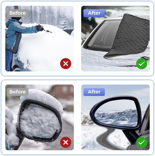 AQhui Car Windscreen Covers Frost for Winter, Magnetic Frost Protector Thicken, Ice Protection Foils Snow Windshield Sun Shade Front Window Screen Cover, Anti-dust and Anti-uv (156x128cm)