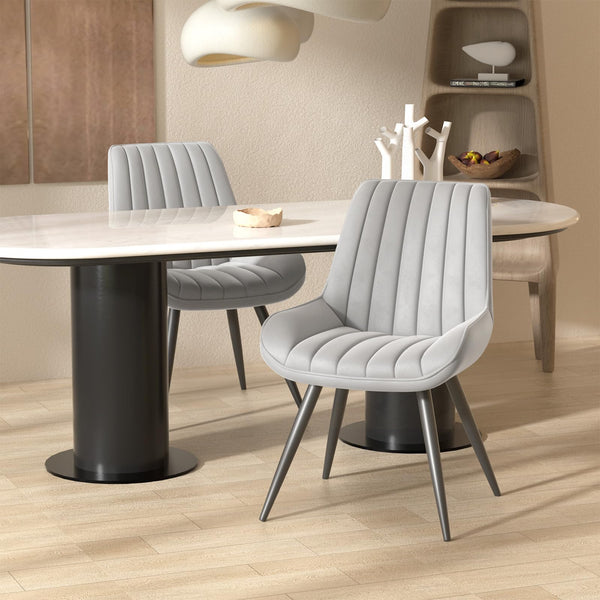 Hawthyhome Dining Chairs Set of 4 |Upholstered Chairs with 10cm Thick Seat Cushion •Upholstered Fabric Dining Chair •Kitchen Chair with Backrest •Modern Armchairs with Metal Legs •Dark Grey