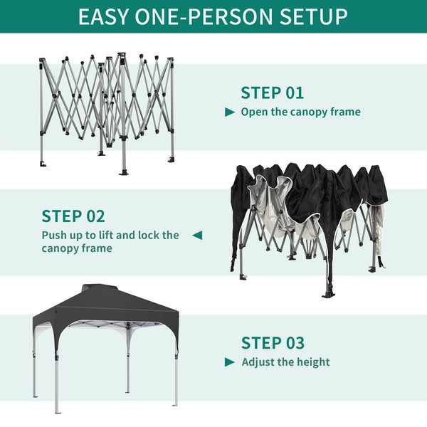 YITAHOME 2.5x2.5M Instant Heavy Duty Pop Up Gazebo, Waterproof Folding Garden Camping Party Tent Canopy Marquee with Roller Bag for Patio Markets Beach