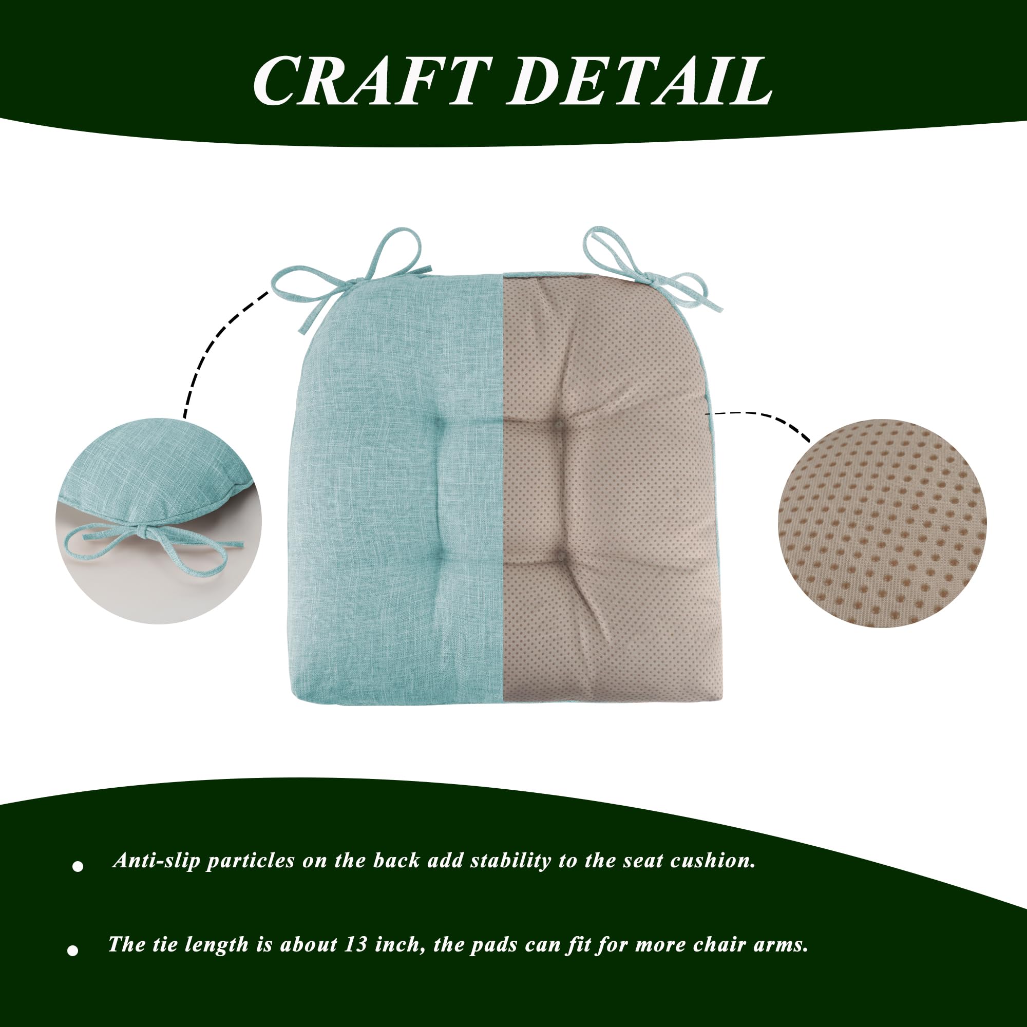 FlyGulls Non Slip Chair Cushions for Dining Chairs Set of 4 Kitchen Chair Cushions 18"x18"x3" Turfted Chair Pads Comfortable and Soft Seat Cushion