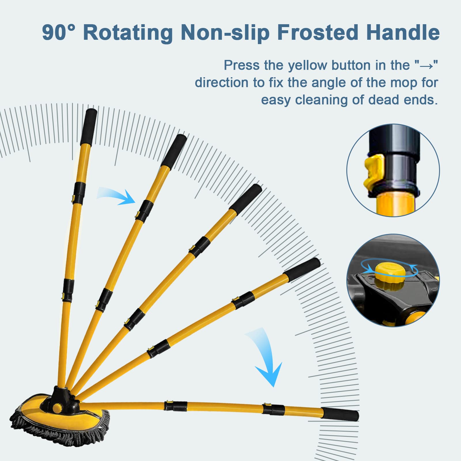 YeewayVeh Car Wash Brush, 43" Extendable Car Wash Brush Mop with Long Handle, 15 Degree Curved Soft Car Cleaning Brush kit with Extra Microfiber Brush Head for Truck SUV Cleaning, Orange