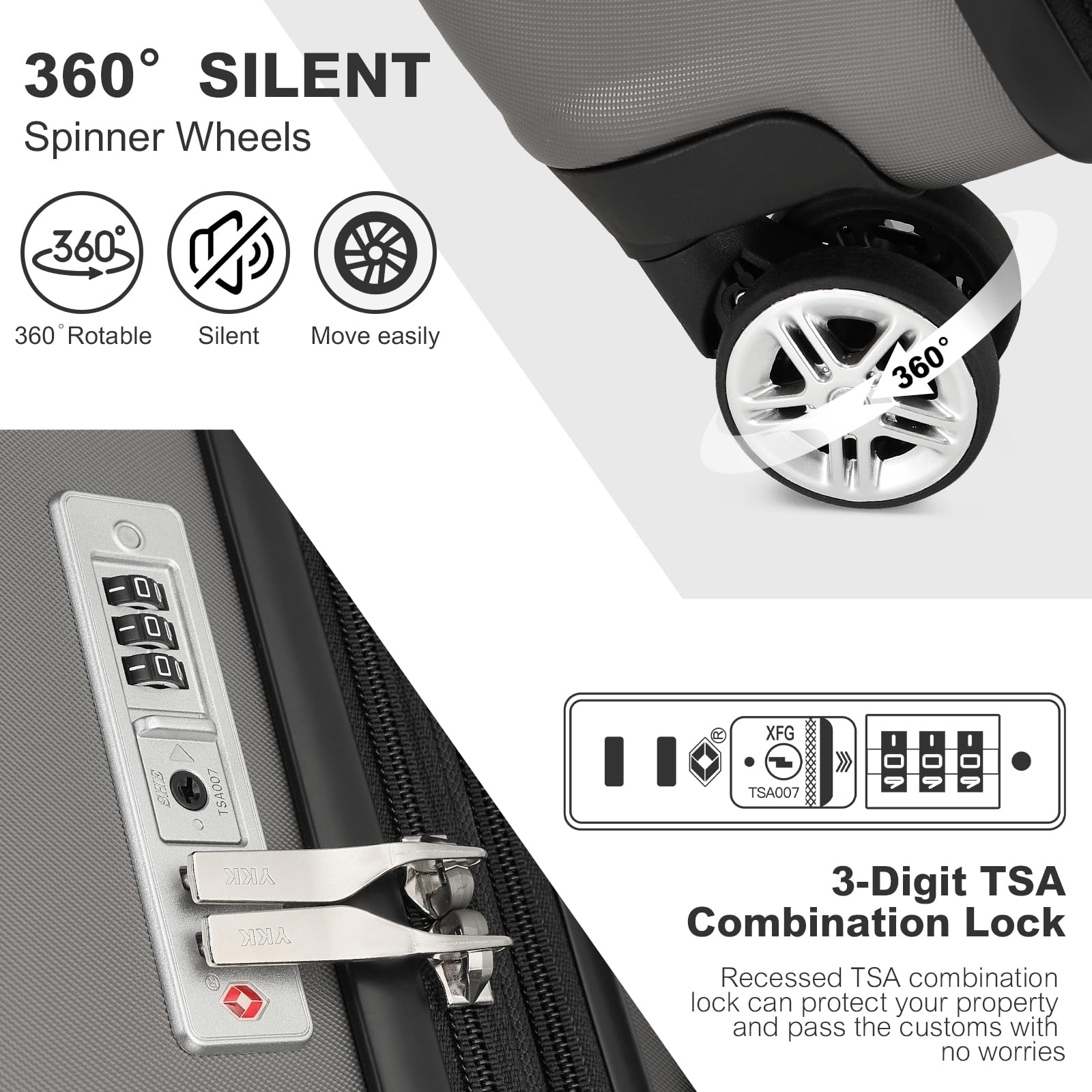 Kono Lightweight 28" Large Suitcase | Hard Shell with TSA Lock | 4 Dual Spinner Wheels | Expandable Design for Easy Travel | Perfect for Business & Vacation (Cream White,75x47.5x29.5cm)