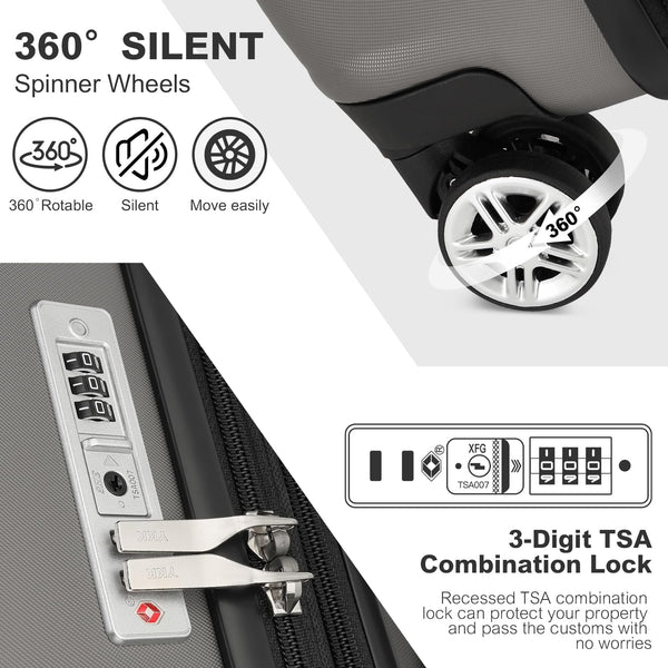 Kono Lightweight 28" Large Suitcase | Hard Shell with TSA Lock | 4 Dual Spinner Wheels | Expandable Design for Easy Travel | Perfect for Business & Vacation (Cream White,75x47.5x29.5cm)