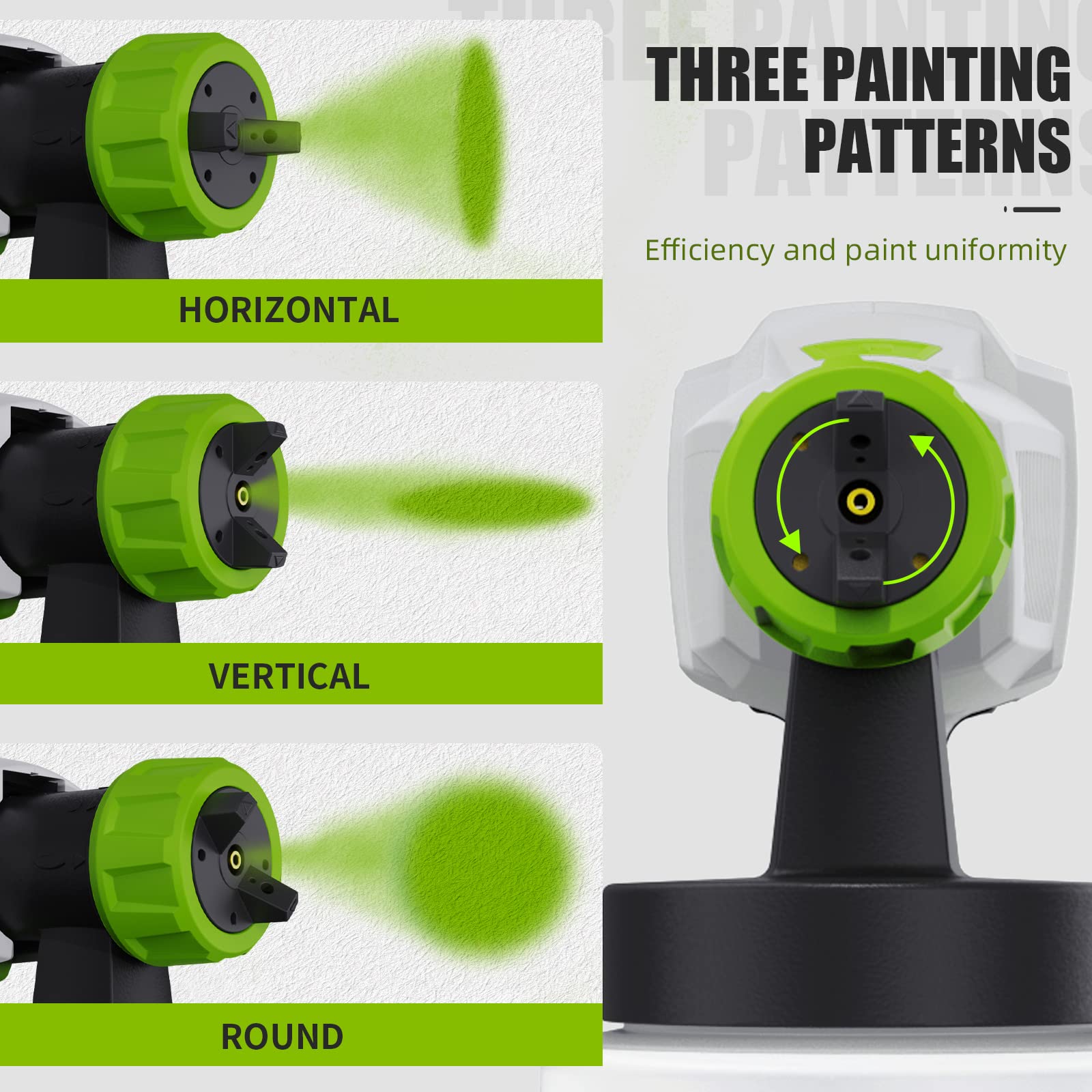 Fence Paint Sprayer 800W, Huepar Tools Electric HVLP Paint Spray Gun, 4 Nozzles, 9.84ft Hose, 3 Patterns, Adjustable Spray, 1300ML Detachable Container, Electric Spray Gun for Indoor & Outdoor