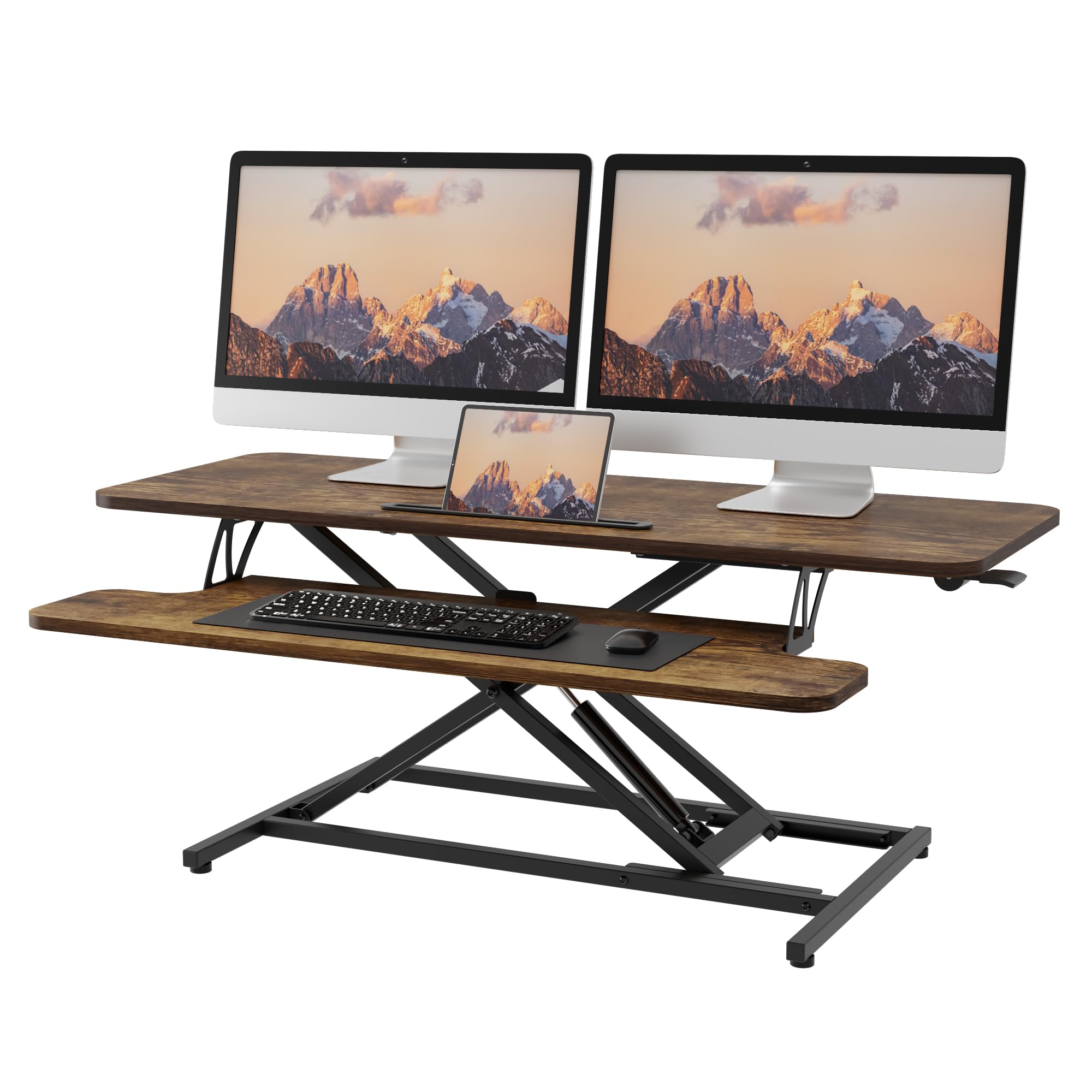ERGOMAKER Standing Desk Converter, 36"/91cm Wide Height Adjustable Quick Sit to Stand Up Desk Riser for Dual Monitor