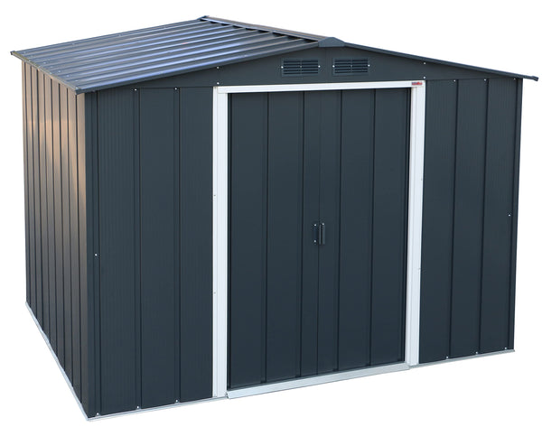 Duramax ECO 8 x 8 (6.35 m2) Metal Garden Storage Shed, Hot-Dipped Galvanized Metal Garden Shed, Tool Storage Shed, Strong Reinforced Roof Structure, Maintenance-Free Metal Shed, Anthracite