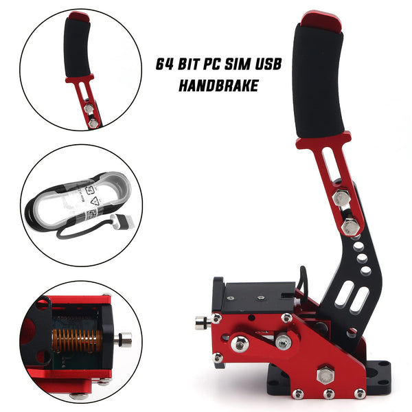 muge racing 64Bit PC USB Handbrake with Clamp for SIM Racing Games Logitech G27 G25 G29 T500 T300 FANATECOSW LFS DIRT RALLY.2, Red