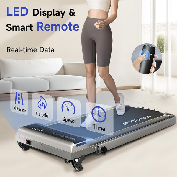 YPOO Walking Pad with Incline 3 in 1 Walking Pad with Handle 3 Level Incline, Portable Folding Treadmills for Home Foldable 300lbs Under Desk Treadmill LED Display Remote Control & APP