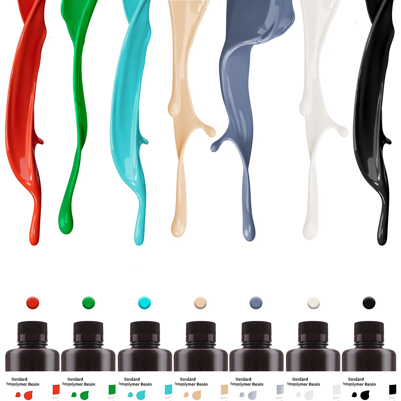 ELEGOO 8K 3D Printer Resin, Standard Photopolymer Resin 405nm UV-Curing Resin, Best for 8K/9K/12K/14K/16K LCD 3D Printer Space Grey 1000G