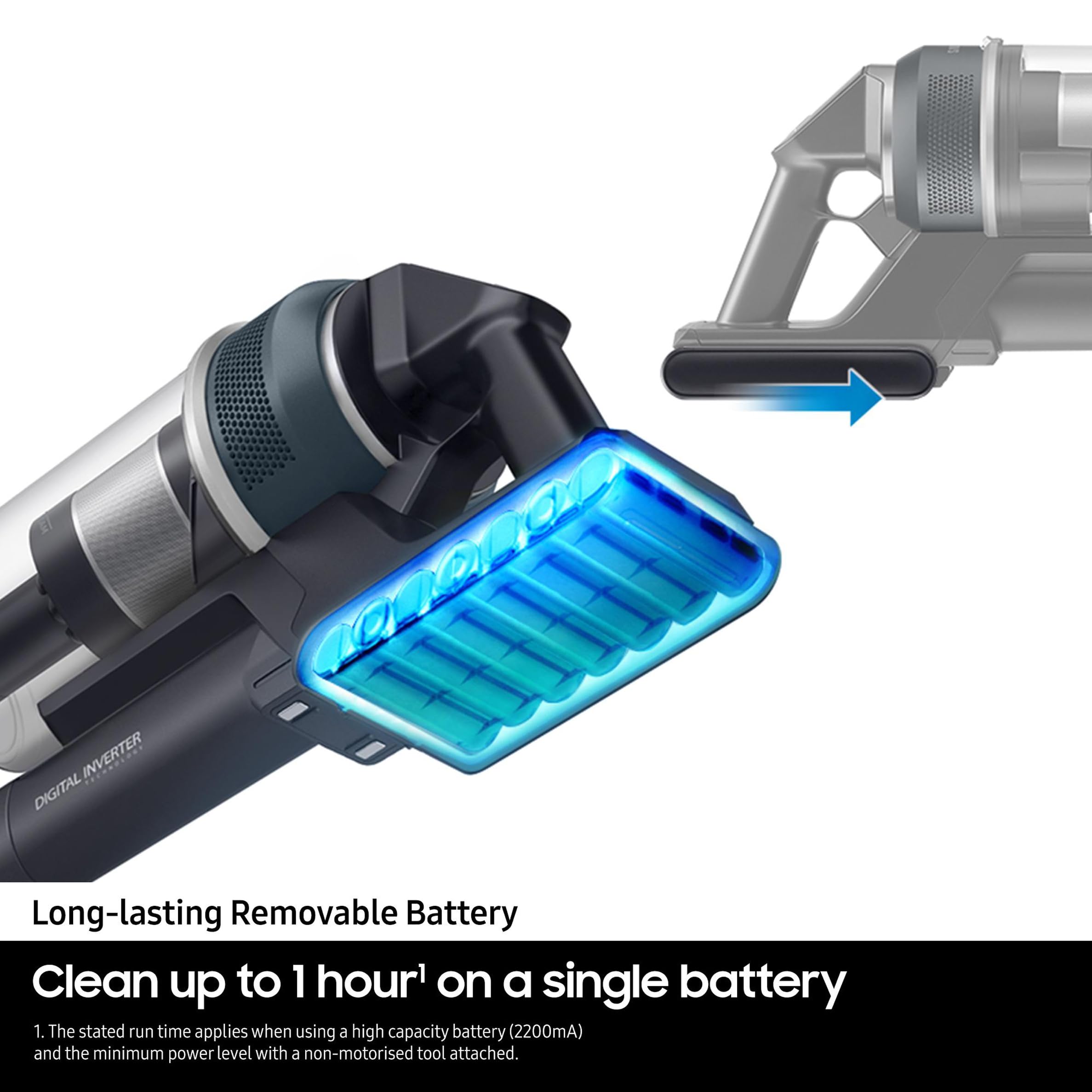 Samsung Jet 95 Pro 210W Cordless Stick Vacuum Cleaner with Pet Tool+ & spray spinning sweeper, Powerful cleaning, 60 mins Run time, Light weight design, VS20C9547TB/EU