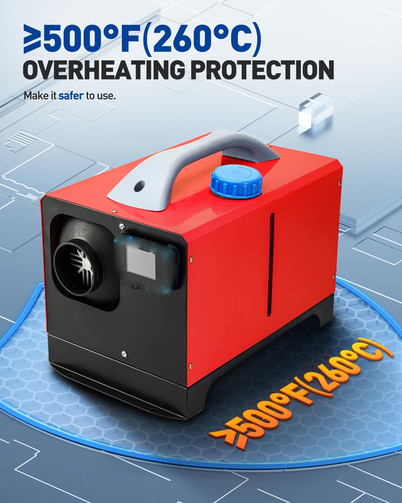 ShockFlo 12V 5KW Diesel Air Heater, All in One Parking Heater Kit with Remote Control, Silencer and LCD Display, Fast Heating, for RV Truck, Motorhomes, Boat, Bus, Car Trailer, Caravans