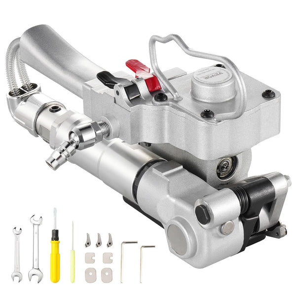 VEVOR Pneumatic Strapping Tool, for 3/4"-1" Width PET Plastic Belt, Packaging Strapping Machine, Handheld Baler, Automatic Packaging Machine with 4000N Max Tension, Portable Banding Strapping Kit