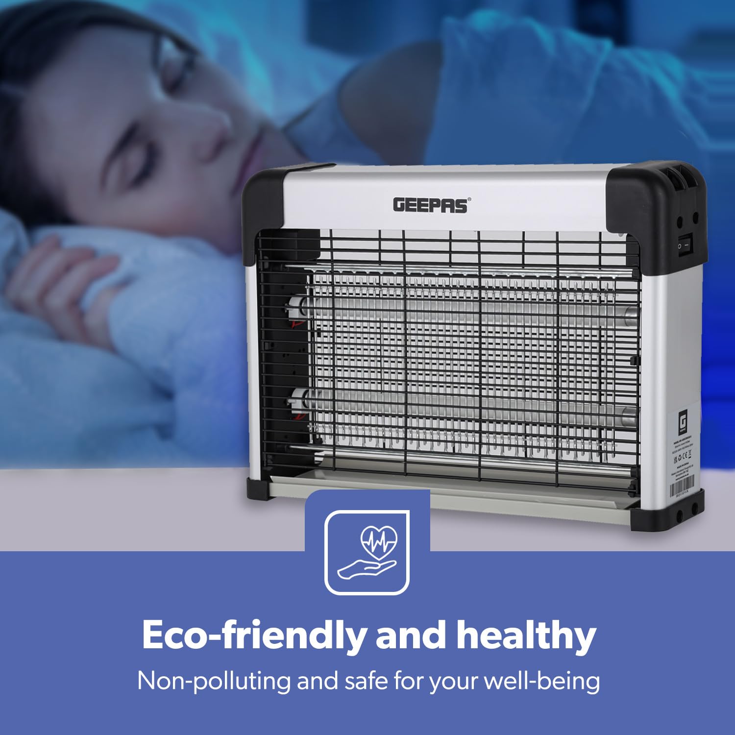 Geepas Electric Fly Killer & Bug Zapper | Powerful UV Light Indoor Insect Trap for Flies, Mosquitoes, Wasps | 50M² Coverage | Odourless & Low Noise | Plug-in Eco-Friendly Pest Control 20W