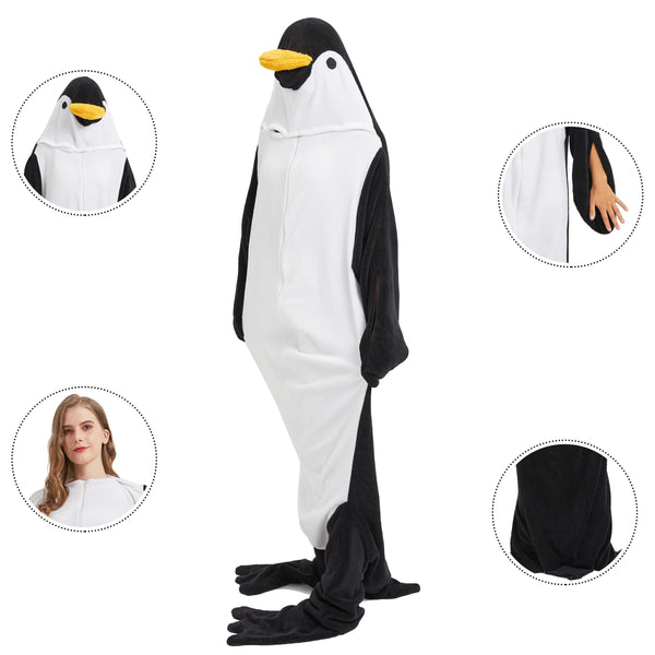 Olivia Rocco Animal Oversized Wearable Blanket Hooded Fleece Hoodie Blankets with Sleeves Soft Warm Extra Long Plush Winter Sweatshirt Loungewear One Size