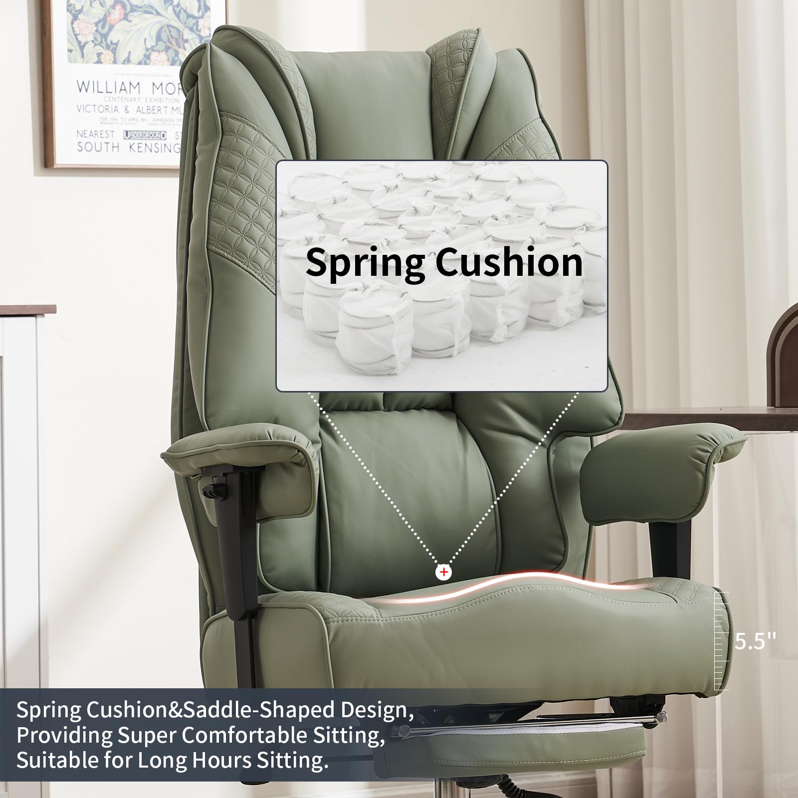 EXCEBET Ergonomic Office Chair – High Back PU Leather Executive Desk Chair with Adjustable Armrests, Swivel Computer Chair for Home/Office, Heavy Duty Support up to 400 lbs