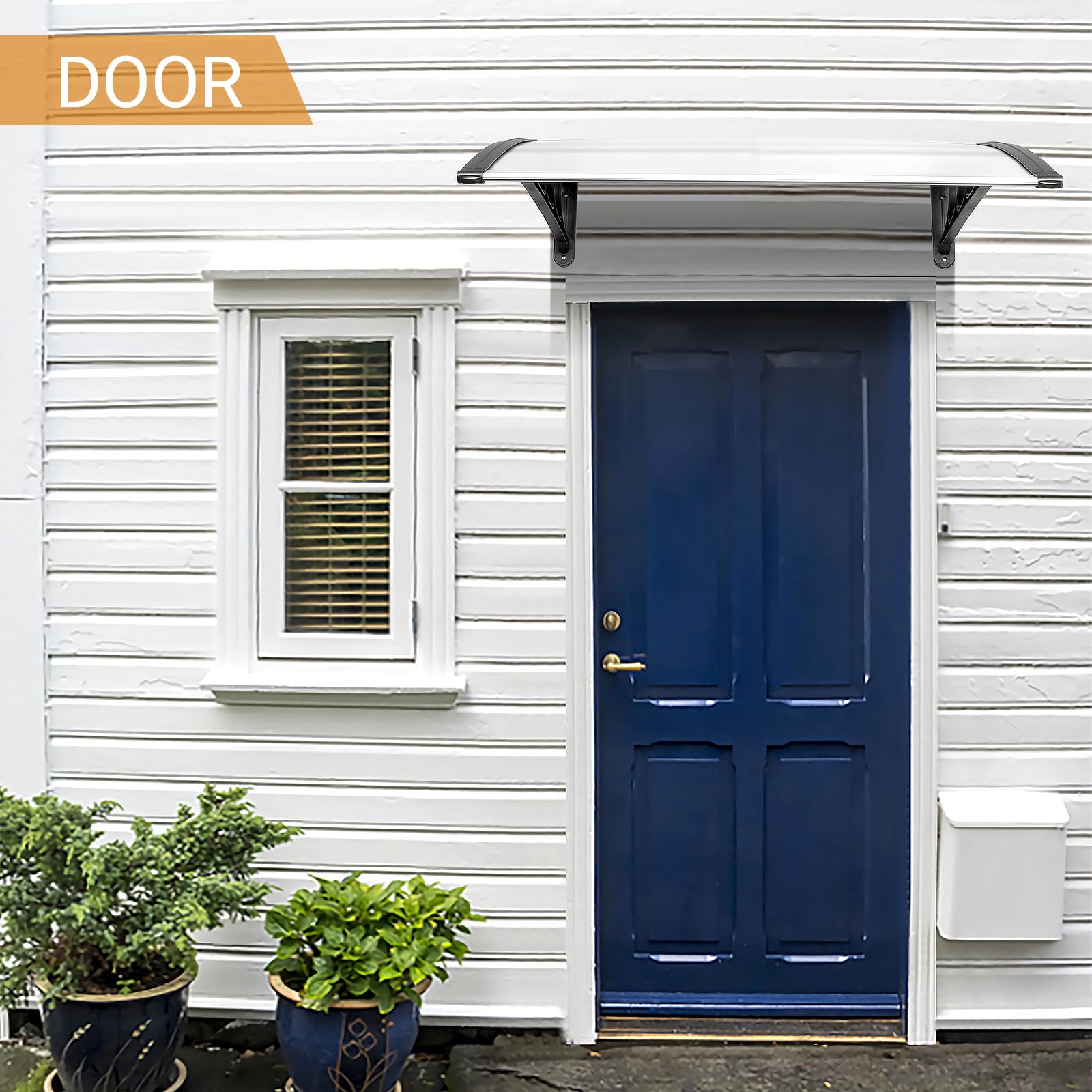 Outopee Door Canopy Awning, 120 x 80 cm Window Garden Front Door Canopy for Outdoor Shelter, Window Porch Shade, Patio Roof Cover, Black