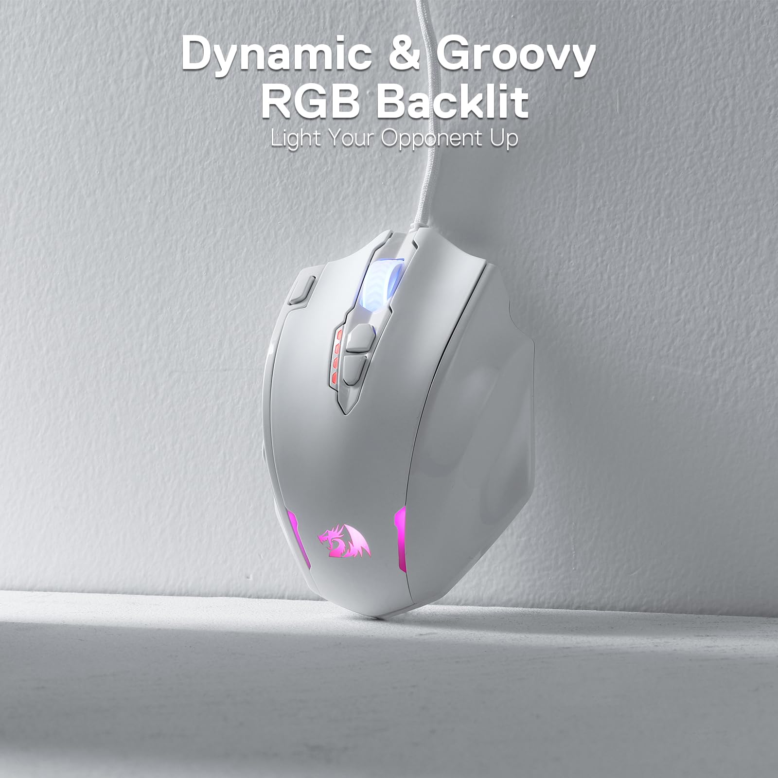 Redragon M908 Impact RGB LED MMO Mouse with Side Buttons Optical Wired Gaming Mouse with 12,400DPI, High Precision, 20 Programmable Mouse Buttons