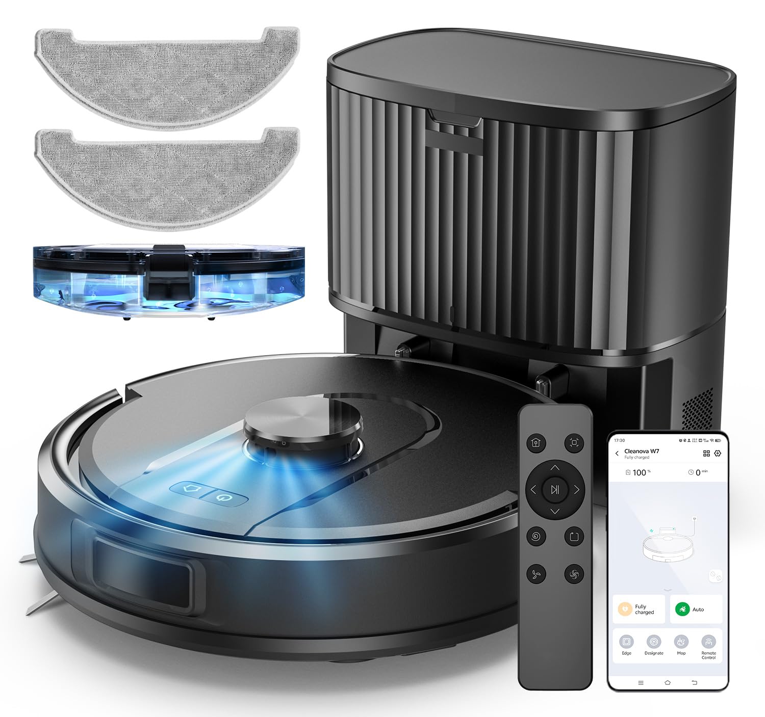 Vexilar Self-Emptying Robot Vacuum Cleaner with Mop, Laser Navigation, Up to 60 Days of Hands-Free Cleaning, 180 Mins Runtime, Strong 6000Pa Suction Robot Vacuum to Clean Floors, Carpets, and Pet Hair