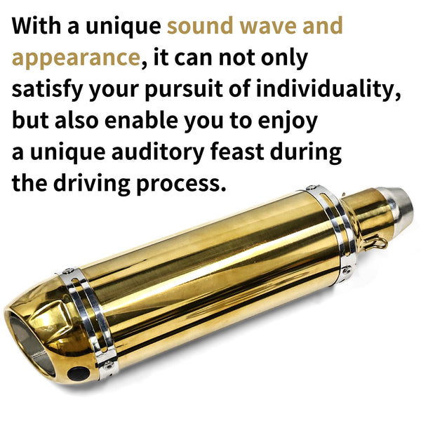 38mm 51mm Universal Motorcycle Golden Muffler Exhaust Stainless Steel Slip on Exhaust Pipe 1.5" 2" for Dirt Bike Street Bike Scooter ATV