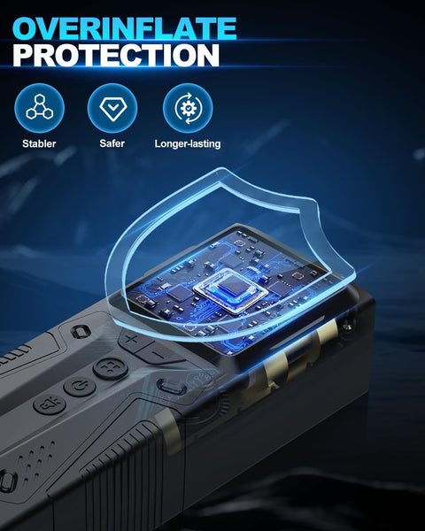 E-SMARTER Tyre Inflator Air Compressor, 6000mAh 150 PSI Bike Pump with Overinflate Protection, Fast Inflation Portable Tyre Inflator for Car LCD Display, Air Pump for Tyres and Other Inflatables