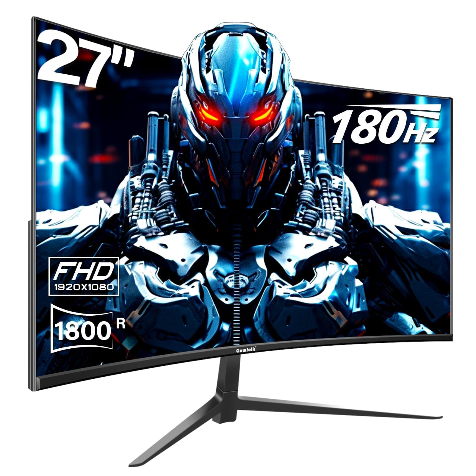 Curved Monitor 27 Inch 100Hz, PC Gaming Monitor with Speakers, AMD FreeSync Full HD 1080p Ultra-Thin Zero Frame Display for Home Office Business