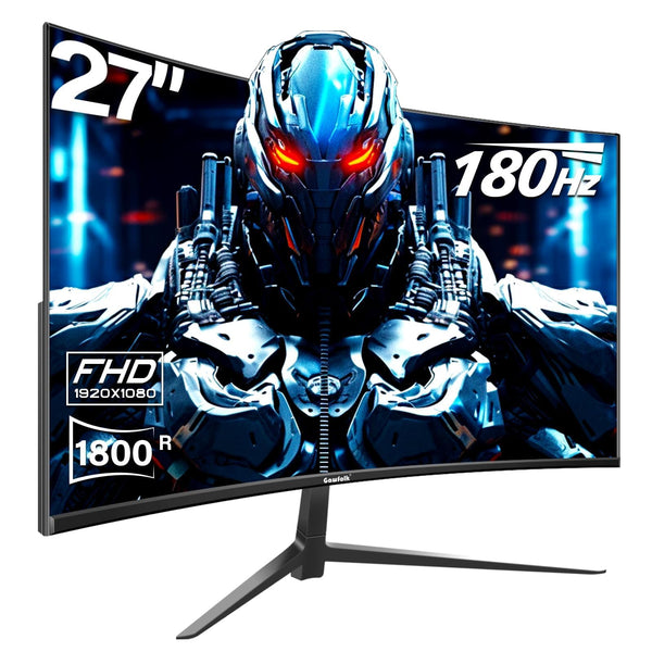 Curved Monitor 27 Inch 100Hz, PC Gaming Monitor with Speakers, AMD FreeSync Full HD 1080p Ultra-Thin Zero Frame Display for Home Office Business