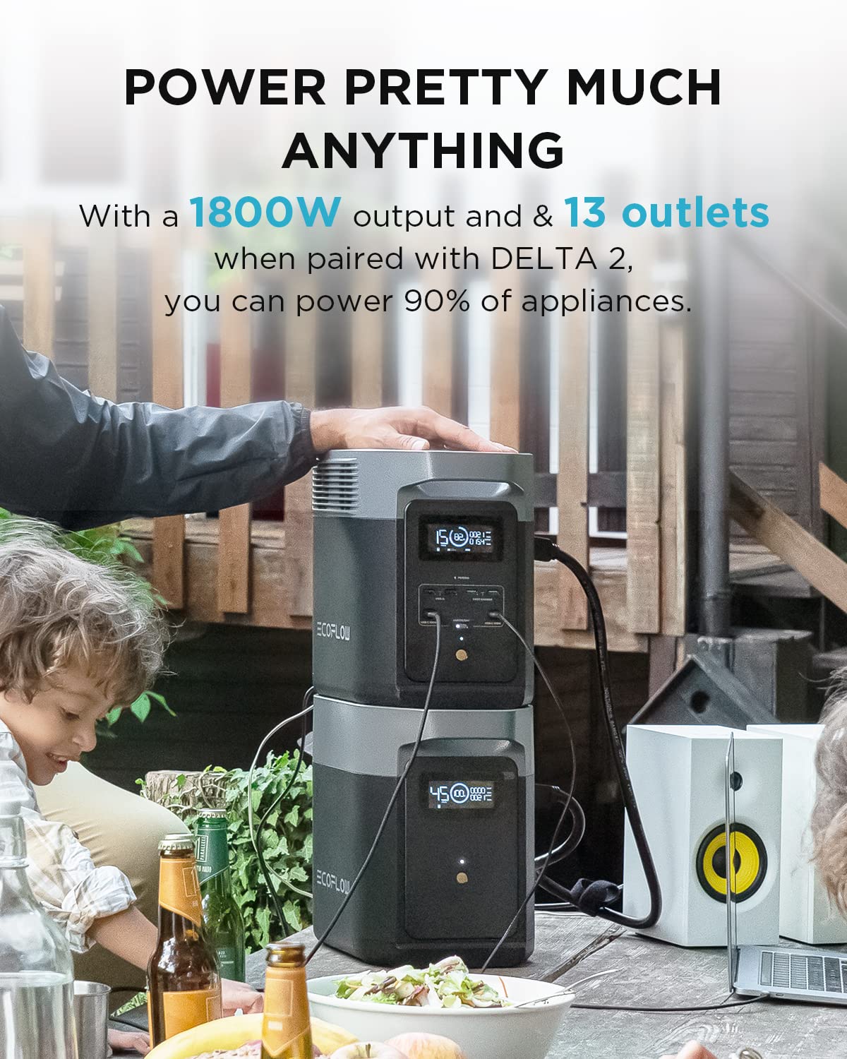 EcoFlow DELTA 2 Portable Power Station with 1-3kWh Expandable Capacity, LFP Battery, Fast Charging, Use as a Solar Generator for Home Backup Power, Camping & RVs