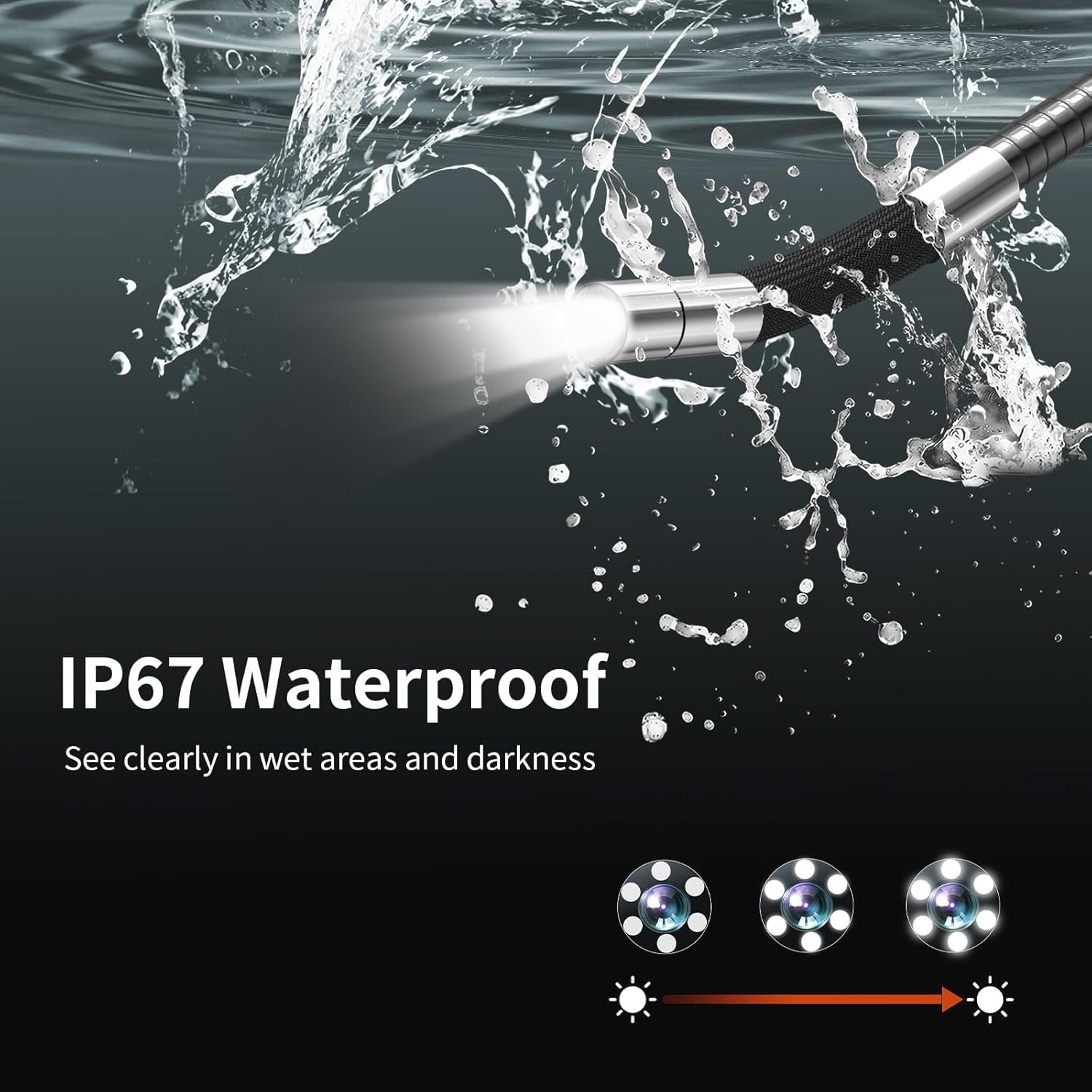 GOLDEGGS Two-Way Articulating Endoscope Inspection Camera with Light, IP67 Waterproof Flexible Snake Borescope Camera for Wall/Automotive/Sewer/Air Conditioner/Home Appliance Repair with (5.2FT/1.5M)