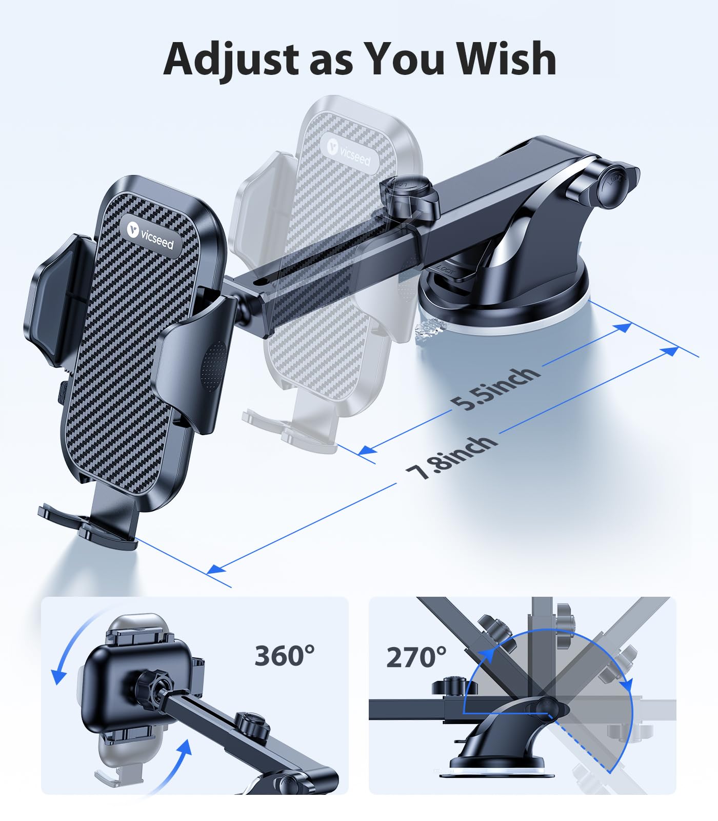 2025 BEST [Rally Racing-Grade] Car Phone Holder for Cars [88+LBS Strongest Suction] 3In 1 Dashboard Windscreen Vent Mobile Phone Holder for Car [Big phone & Thick Case Friendly] for iPhone Samsung