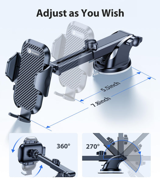 2025 BEST [Rally Racing-Grade] Car Phone Holder for Cars [88+LBS Strongest Suction] 3In 1 Dashboard Windscreen Vent Mobile Phone Holder for Car [Big phone & Thick Case Friendly] for iPhone Samsung