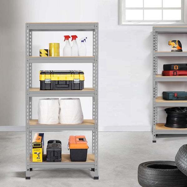 Yaheetech 5 Tier Garage Shelving Units, Heavy Duty Racking shelves, 150KG Per Shelf/750KG Capacity, 70cmx30cmx150cm（LxWxH,Dark Gray