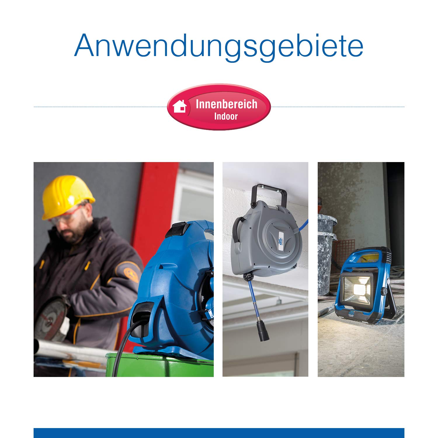 as - Schwabe 12612 10 m Retractable Compressed-Air Hose Reel and 1 m Connection Hose - Blue