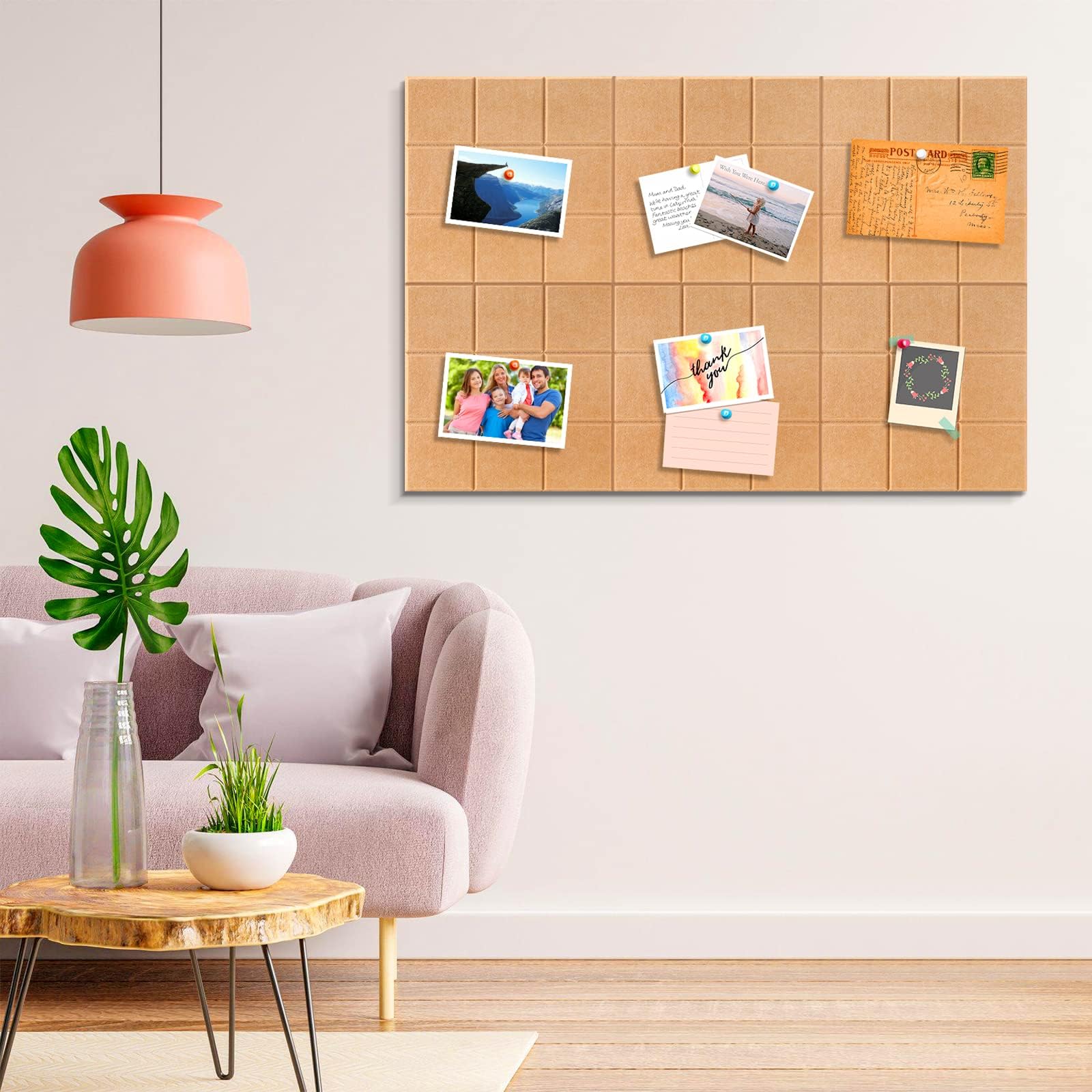 Uoisaiko Large 30x30cm Felt Board Tiles with 30 Pins, Pack of 6 Bulletin Board Notice Boards for Home Office Kitchen, Self Adhesive Pin Board Wall Tiles for Photos Memos
