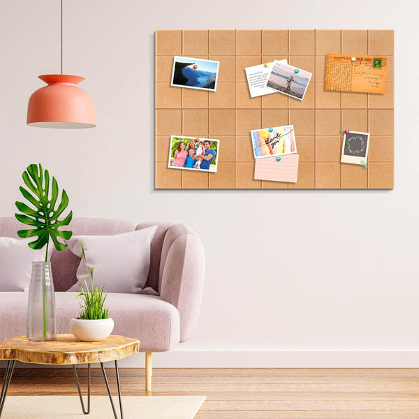 Uoisaiko Large 30x30cm Felt Board Tiles with 30 Pins, Pack of 6 Bulletin Board Notice Boards for Home Office Kitchen, Self Adhesive Pin Board Wall Tiles for Photos Memos