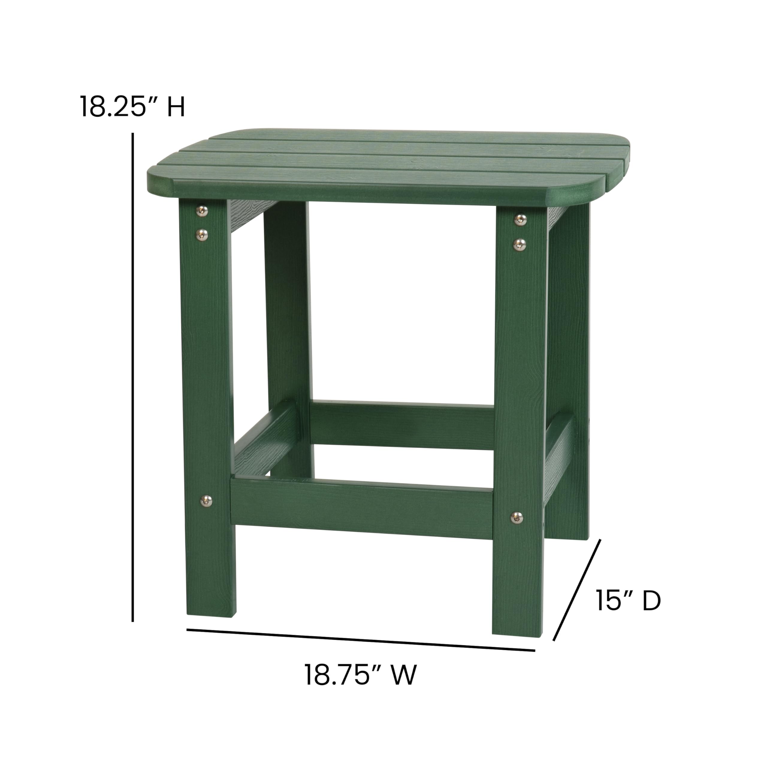 Flash Furniture Charlestown Tiered Commercial Poly Resin Adirondack Side Table - Green - All-Weather - Indoor/Outdoor