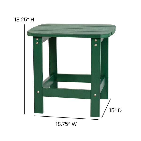 Flash Furniture Charlestown Tiered Commercial Poly Resin Adirondack Side Table - Green - All-Weather - Indoor/Outdoor