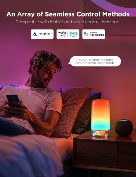 Govee Bedside Touch Table Lamp, Night Light Kids LED RGBICWW Works with Matter and Alexa, Music Sync, 64 Scene Modes, Timer, 2700-6500K Night Lamp for Bedroom, Kids, Living Room Decor(Corded Electric)