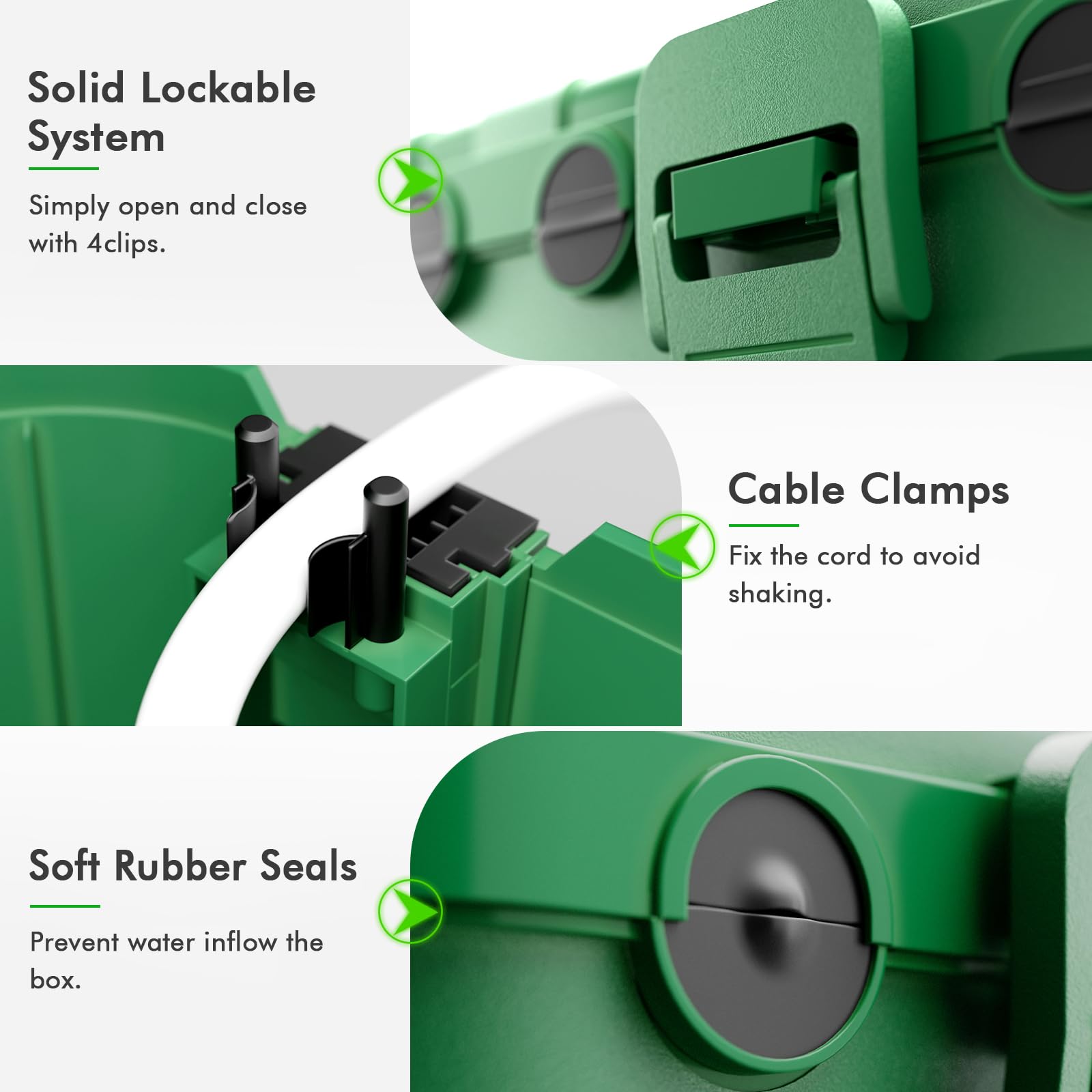 RESTMO Extra Large Waterproof Electrical Box, IP54 Weatherproof Outdoor Outlet Cover, Protect Outlet, Plug, Timer, Power Strip (Not Included), Holiday Light Decoration, 32 x 22 x 13 cm, Black