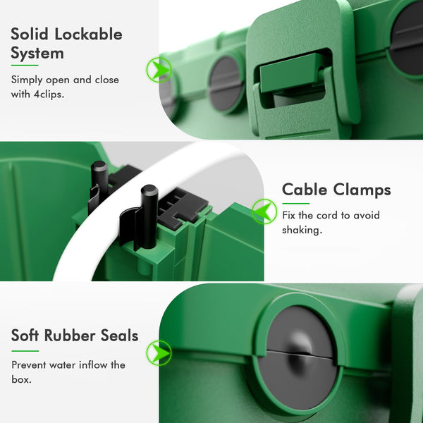 RESTMO Extra Large Waterproof Electrical Box, IP54 Weatherproof Outdoor Outlet Cover, Protect Outlet, Plug, Timer, Power Strip (Not Included), Holiday Light Decoration, 32 x 22 x 13 cm, Black