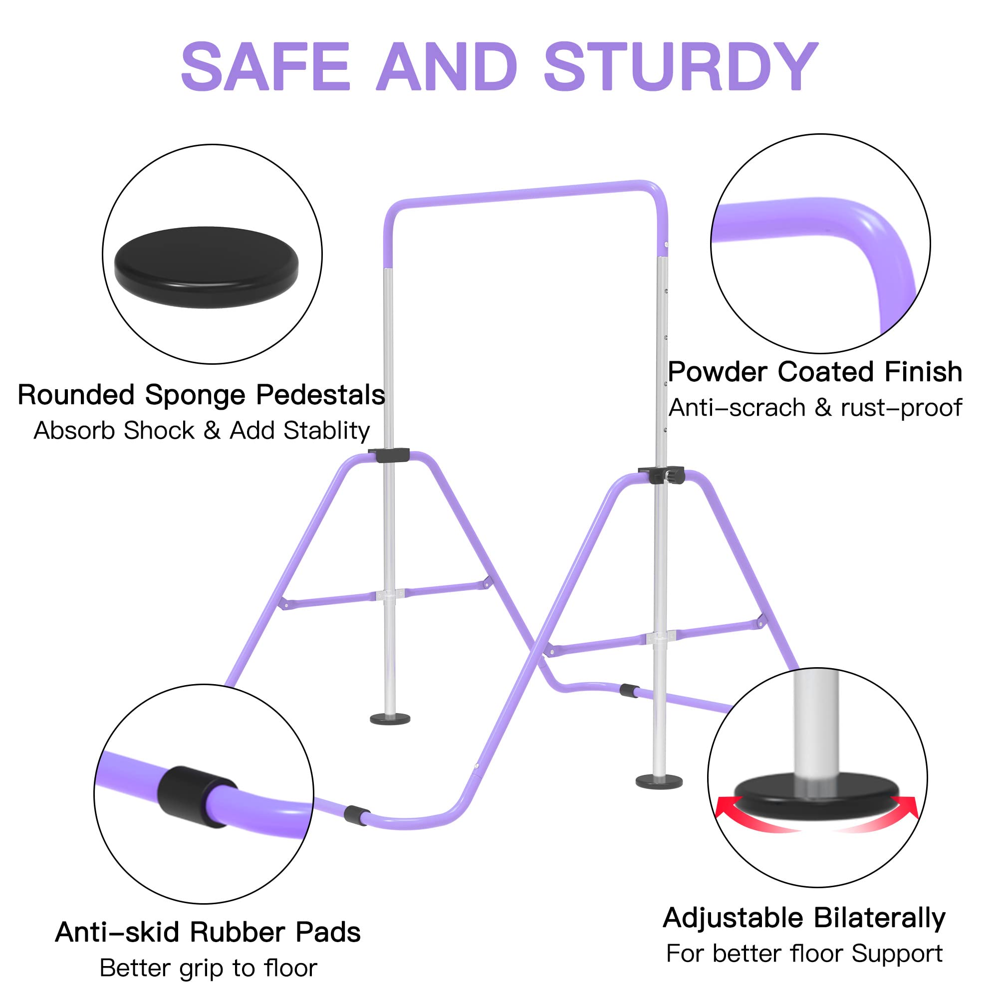 EVERYMILE Gymnastics Bars, Junior Training Kip Bar Gymnastics Equipment for Home,Adjustable Height Folding Horizontal Bar with Gymnastic Rings