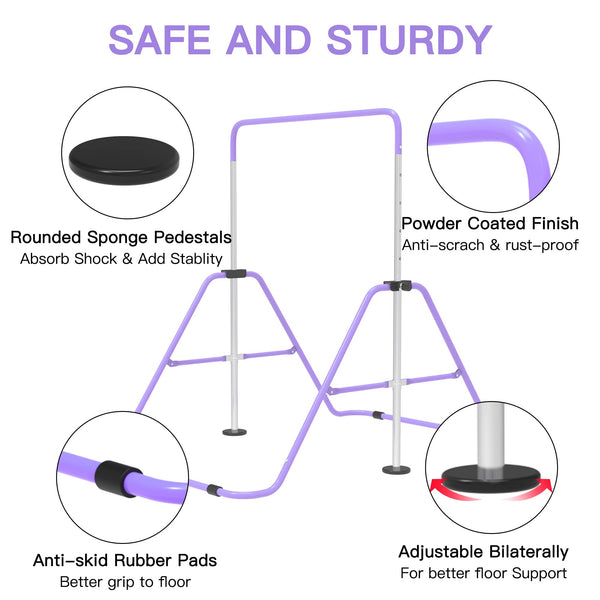 EVERYMILE Gymnastics Bars, Junior Training Kip Bar Gymnastics Equipment for Home,Adjustable Height Folding Horizontal Bar with Gymnastic Rings